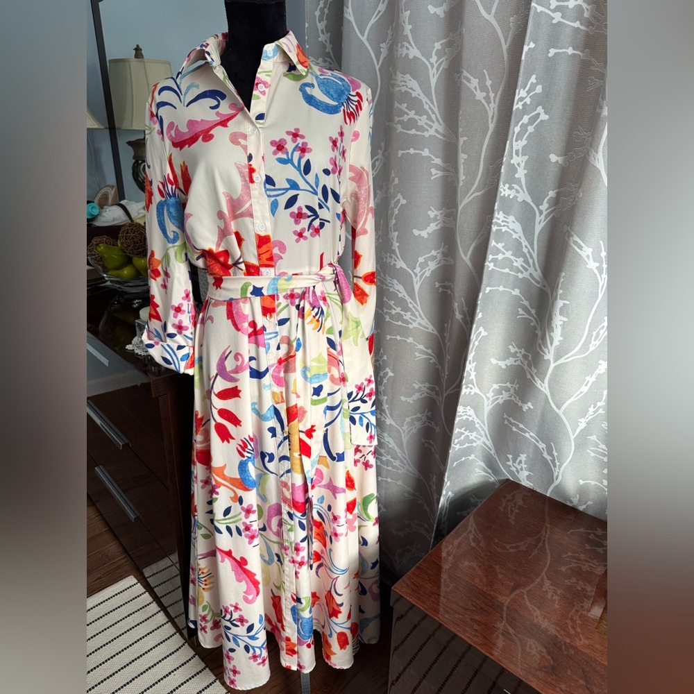 SHEIN Multicolor Floral Long Sleeve Dress